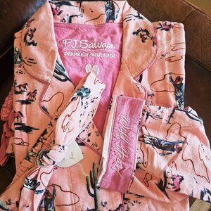 COPY - PJ Salvage Pink Mist Cowgirl Flannel Pajamas Size XL